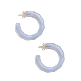 ZENZII Colorful Resin Acrylic Textured Flat Hoop Earring for Women (Light Blue)