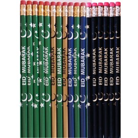 Islamic Gifts 123 Eid Pencils [48 Pack] Happy Eid Mubarak Customized Party Favors Eid decor Muslim Kids Gifts Ramadan Favors Ramadan Decor