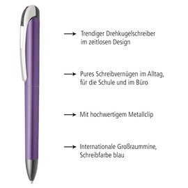 ONLINE College Metallic Lilac Retractable Ballpoint Pen, Replaceable Refill, Blue Writing, Pack of 1