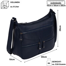 EAAKIE Women's Shoulder Bag, Handbag, Shoulder Bag with Leather Look and Many Compartments, navy