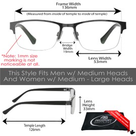 proSPORT Multifocal Progressive 3 Magnifications in 1 Lens No Line Computer Gaming Reading Glasses for Men & Women (Pixel - Gunmetal & Silver, 1.00, multiplier_x)