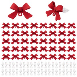 CRAFTYMELODY 42Pcs Bow Stud Earrings 925 Sterling Silver Alloy Earring Post with Loop 84Pcs Earring Backs Red Bowknot Stud Earring Findings for Women DIY Dangle Crafting Jewelry Making Accessories