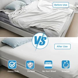 Zyluniy 4 x Bed Sheet Holders to Prevent Slipping, Universal for All Mattress Sizes, Non-Slip Fixing Strips for Mattress Protectors, Bed Linen & Blankets (Grey)