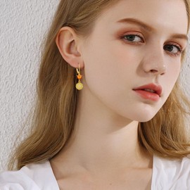 KNTTZZI Heart Amber Daisy Earrings 925 Sterling Silver Daisy Dangle Earrings with Amber 18K Gold Plated Daisy Flower Jewelry Valentine's Day Birthday Gifts for Women