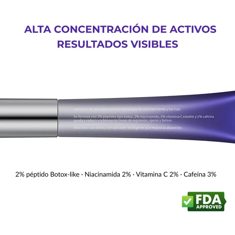 Crema Contorno Ojos Microcorriente| Péptido| Cafeína 20ml