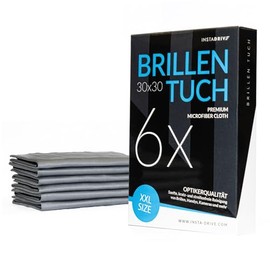 XXL 6 Glasses Cloths 30 x 30 cm - Microfibre Glasses Cleaning Cloths for Professional Glasses Cleaning (Glasses Cloths)