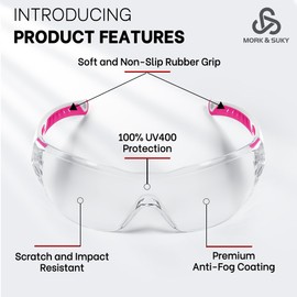 MORK&SUKY Safety Glasses for Women,Wrap Around and Anti Fog Lenses,Eye Protection Glasses for Lab，Industrial, Medical, Dental
