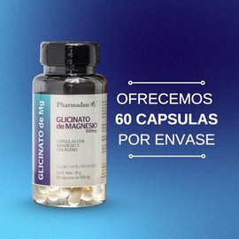 Glicinato de Magnesio, 500 mg de Glicinato de Magnesio por cápsula, 60 cápsulas, Alta Concetración