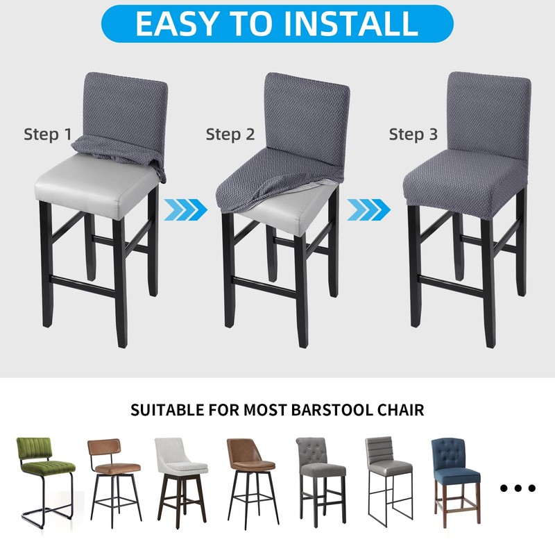 Bar Stool Covers Set of 4, Stretch Removable Polar Fleece