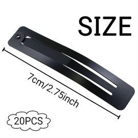 Hair Clips Girls Pack of 20 7 cm Large Snap Hair Clips Hair Clips Metal Hair Clips Black Hair Clips Hair Accessories Hair Clip for Girls, Men and Women, Rectangle