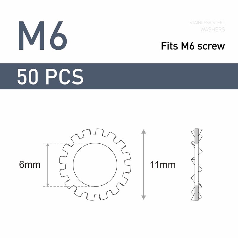 FOMGIIN Pack of 50 M6 Tooth Washer Lock Washers, 304