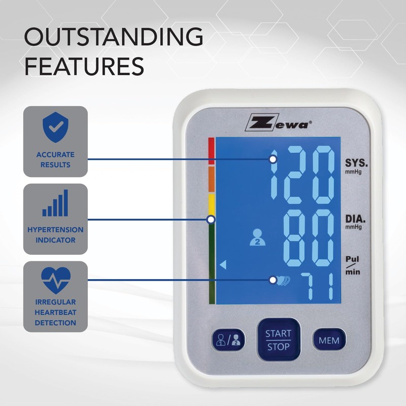 Zewa Premium Automatic Blood Pressure Monitor with Bluetooth and Extra-Large
