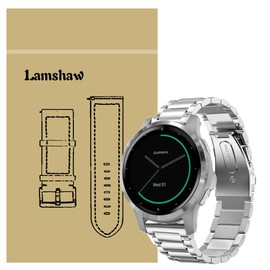 Compatible with Garmin vivoactive 4S Band, LvBu Quick Release Stainless Steel Metal Replacement Straps for Garmin vivoactive 4S (40mm) Smartwatch (Silver)