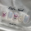 Glitter Teddy Bear Nail Handmade Nail Tips - Coffin /