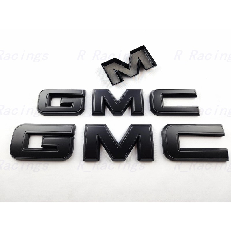 Auto Front & Rear GMC Matte Black OVERLAY Emblem Badge