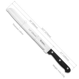Humbee Chef, Stainless Steel Serrated Bread Knives 8/10/12 inch - 10 in