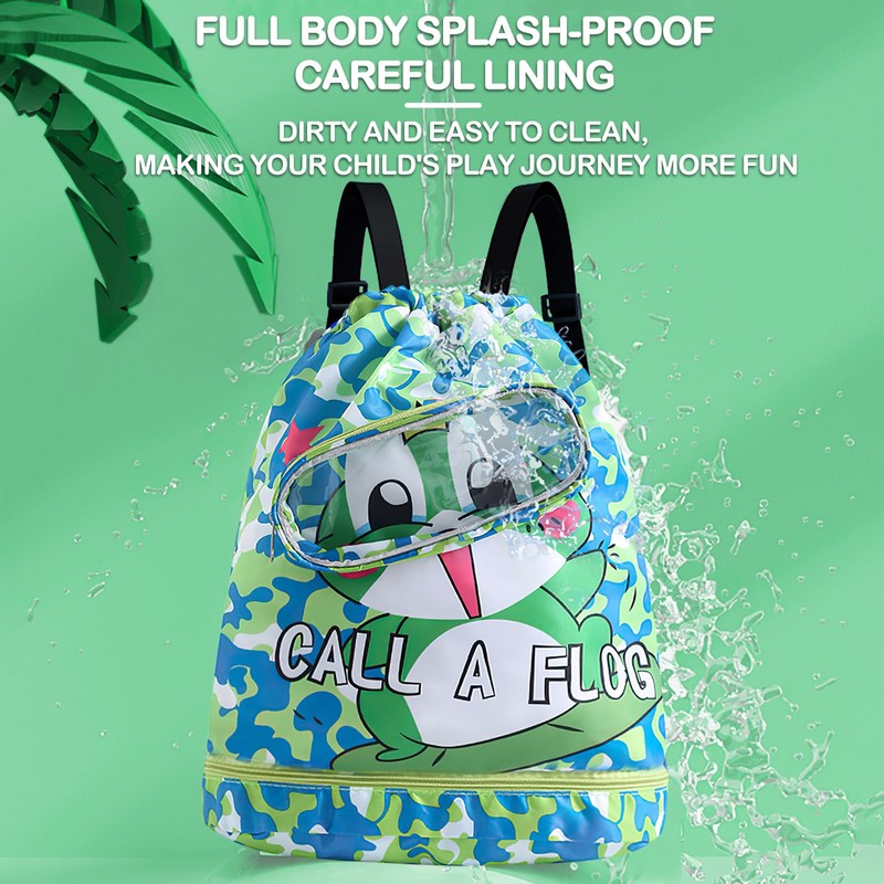 Kids swimming bag，double-layer swimming bag kids waterproof，dry and wet storage