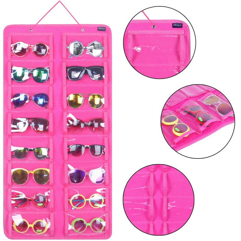 AROUY Sunglasses Organizer Storage, Hanging Dust Proof Wall Pocket Glasses