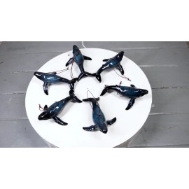 Set Of 6 Nautical Blue Humpback Whales Ocean Marine Wall Decor Tree Ornaments
