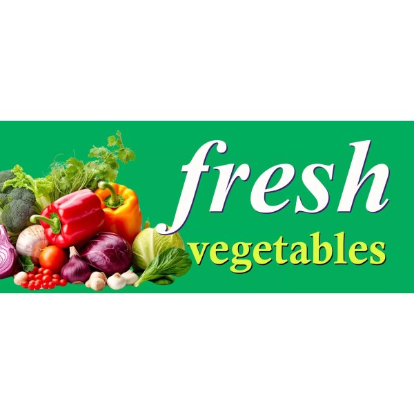 CommerceSigns Fresh Vegetables | Vinyl Banner w/ Grommets | 2.5’H