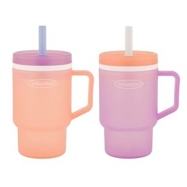 Infantino My 1st Vaso de plástico duradero con popote y asa, resistente a derrames para llevar o sin BPA, taza de transición sin BPA, conchas marinas 