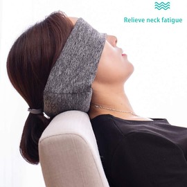 2 in 1 Travel Pillow and Eye Mask Comfortably Supports The Head, Neck and Chin- for Airplane,Train, Car or Outdoor, Camping,Hiking（Gray）