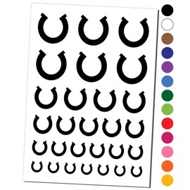 Horseshoe Lucky Solid Temporary Tattoo Water Resistant Fake Body Art Set Collection - Dark Blue (One Sheet)