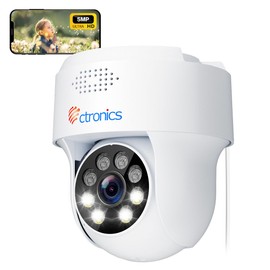5MP PTZ Surveillance Camera Outdoor/Indoor WiFi, 2.4/5GHz WiFi ctronics Dome Camera Outdoor/Indoor with Person Detection, Automatic Tracking, Colour Night Vision, 355°/90° Swivel, 2-Way Audio, IP66