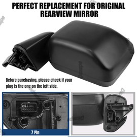Dexepe Passenger Side Mirror Assembly Compatible with Jeep Wrangler JL 2018-2021 Gladiator JT 2020-2023 Heated with Blind Spot Mirror, Power Adjustable Replace 68281892AE CH1321451 (Right, 7 Pin)