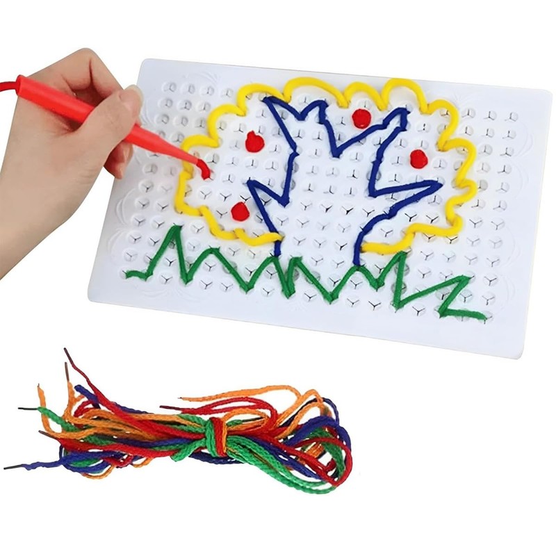 Laroal 1 Set Thread Board Sensory Calm Down Threading Boards