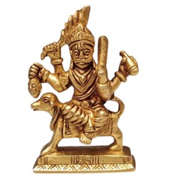 Shiva Lingam Shop Bhairava Statue with Dog | 4" Inch Brass Bhairav Statue Kaal Bhairav Sculpture for Home Office Temple Use Worship