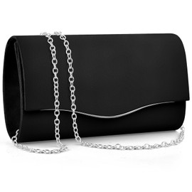 TINDTOP Clutch Purses for Women, Formal Evening Bags Suede Shoulder Envelope Party Handbags Wedding Cocktail Prom Clutches (Black)
