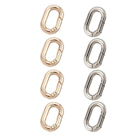 OUDQFCJ Pack of 8 Oval Lobster Clasp, Mini Jewellery Clasp, Gold-Plated Spring Ring Clasp, Necklace Clasp for DIY Jewellery Making, Necklaces and Bracelets (Gold + Silver)