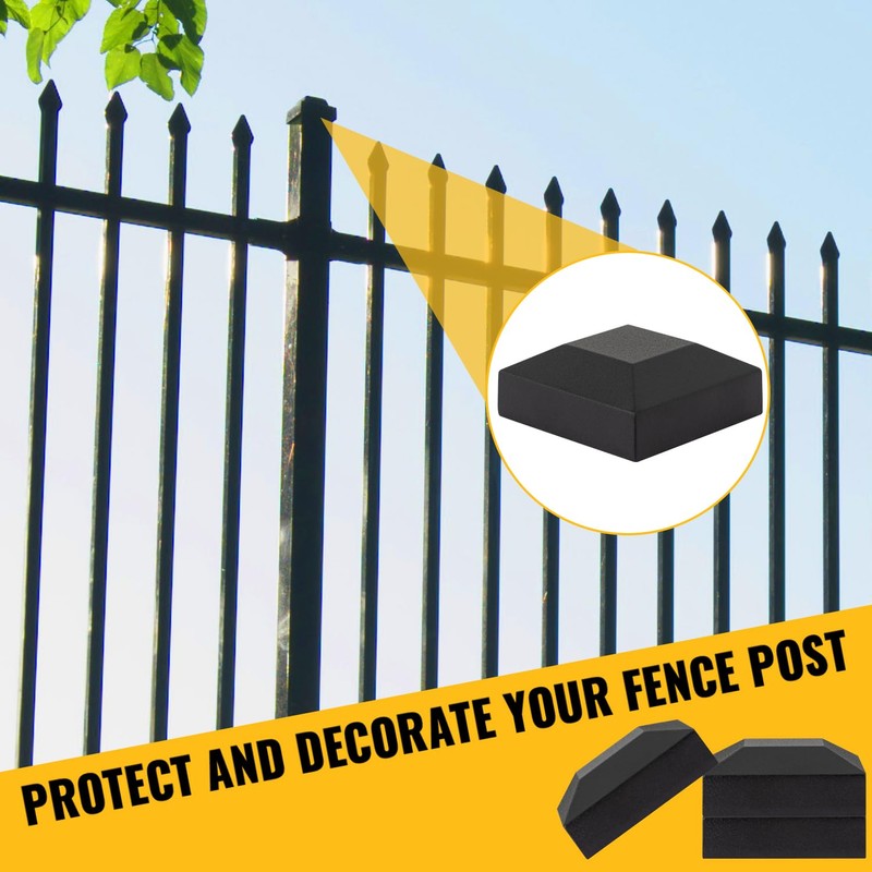 VIVIDA Aluminum Fence Post Caps 2" x 2", Black Metal