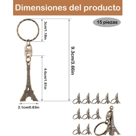 Torre Eiffel Llaveros, 15 Piezas Decorativas De Zinc Aleación, Llavero De La Torre Eiffel Para Souvenirs De París, Regalos Para Fiestas Temáticas Francesas Y Decoración Personal