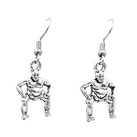 Sumo Wrestler – 20x13mm - Silver alloy charm dangle earrings. Hypoallergenic Stainless Steel or Silver Plated Fishhook or Ball Post Earring or Silver Tone Clip-on Options