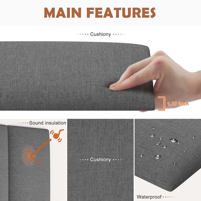 IFNOW Upholstered Wall Mounted Headboard, 3D Soundproof Wall Panels Peel