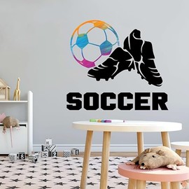 Design With Vinyl Wall Decal Soccer Cleat Shoe and Multicoloured Football Bedroom Wall Sticker Decoration - Removable Size: 33 in x 29.7 in