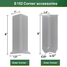 GAMZAU Baseboard Corner Blocks 6inch Height, Self Adhesive 3 Inside + 3 Outside Corners-Connector Between The Cove Base Wall Base Rubber Moulding Trim, Perfect Match for Our S152 Baseboard(Gray)