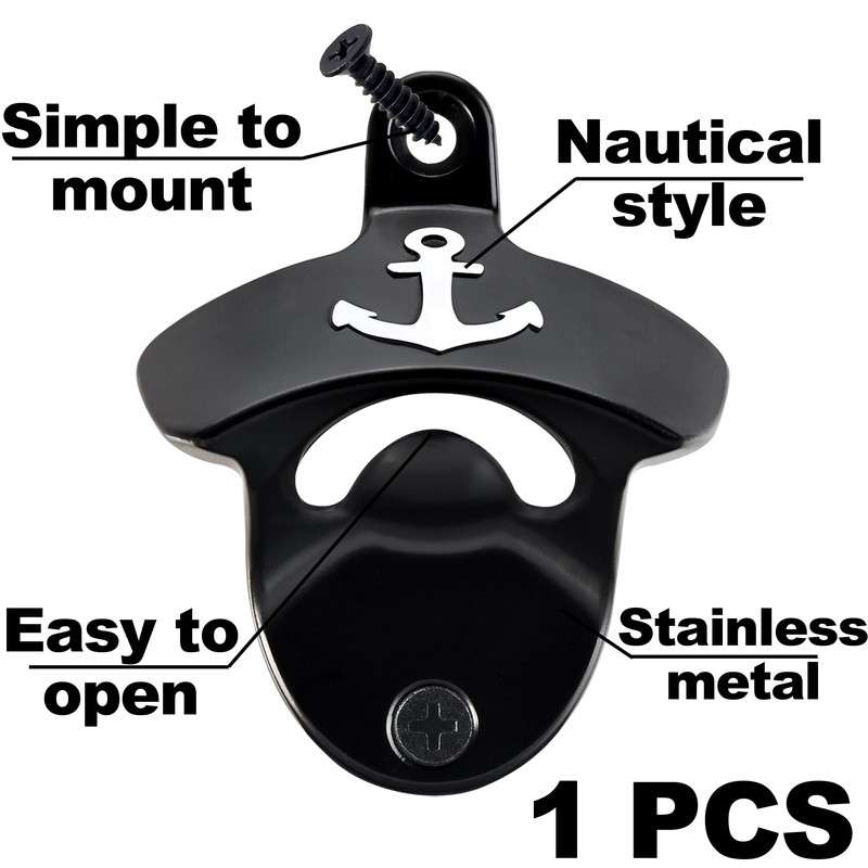 HAIICEN White Anchor Bottle Opener Wall Mount, Nautical Rustproof Soda