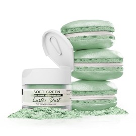 Polvo y pintura comestible Bakelll, 4 g | Polvo comestible LUSTER DUST | Pintura con certificado KOSHER, polvo y polvo | 100% comestible y de grado alimenticio | pasteles, cupcakes, pasteles pops, polvo vegano (verde suave)