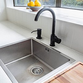 Built-in Soap Dispenser for Kitchen Sink, Soap Dispenser Pump Set with 17oz Bottle and 47.2-inch Extension Tube Kit for Dish Detergent - Black