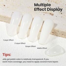 SUPWEE Milky White Jelly Gel Nail Polish, 15ml Transparent Nude Jelly Nail Polish Glass Neutral Sheer Color Soak Off LED UV Gel for Nail Salon&Home DIY Manicure