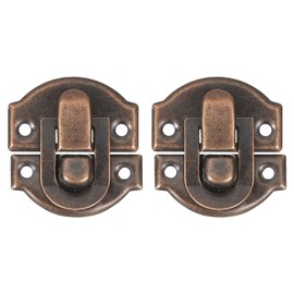 sourcing map 2Set Retro Toggle Hasp Latch, Vintage Duckbilled Iron Latch Decorative Hasp Latch Hardware for Wooden Box Jewelry Box Cabinet Suitcase (27x28mm, Red Bronze)