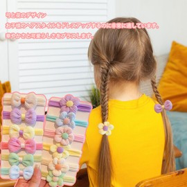 Hair Rubber for Children, 24 Pieces, Stylish, Cute, Colorful Flowers, Ribbon, Bowknots, Kids, Tangle-Free, Painless, Hair Elastic for Toddlers and Girls, Hair Accessories, Hair Accessories, For Girls,