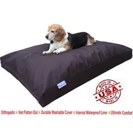 Dogbed4less Memory Foam Dog Bed for Medium to Large Dogs with Orthopedic Comfort, Waterproof Liner and Heavy Duty Nylon Cover 47X29 Pillow, Seal Brown