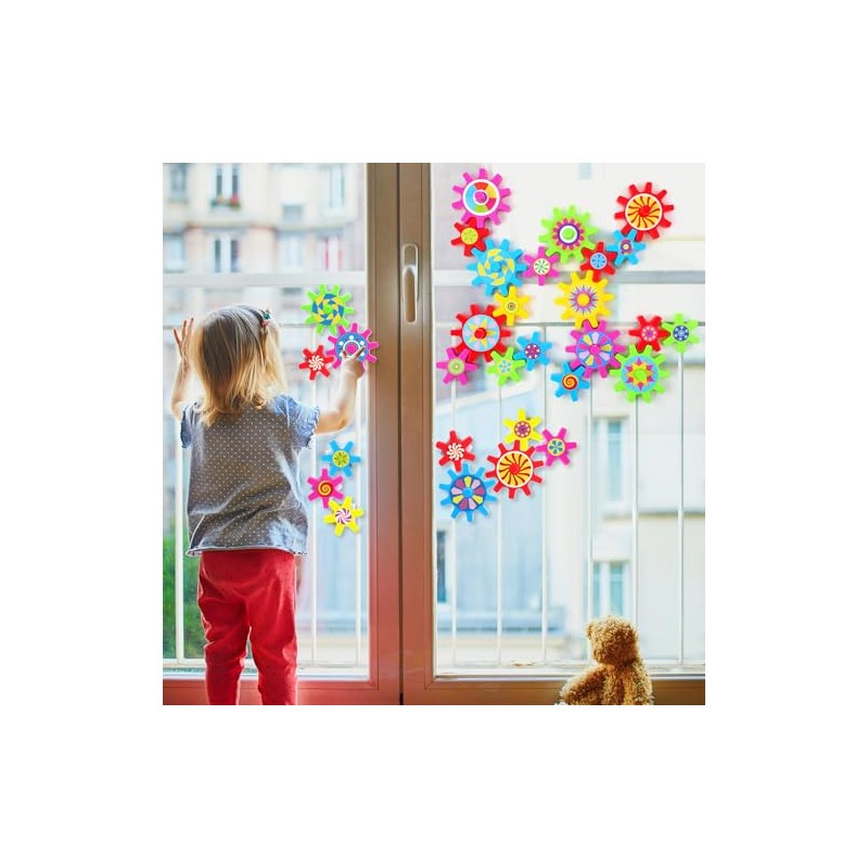 Relaxweex 36 Pcs Spinning Gears with Removable Adhesive Dots Colorful