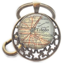 Toledo, Ohio mapa clave Toledo, mapa de Toledo, llavero de mapa de Toledo, llavero de mapa de moda, joyería de mapa de Toledo Key A0241