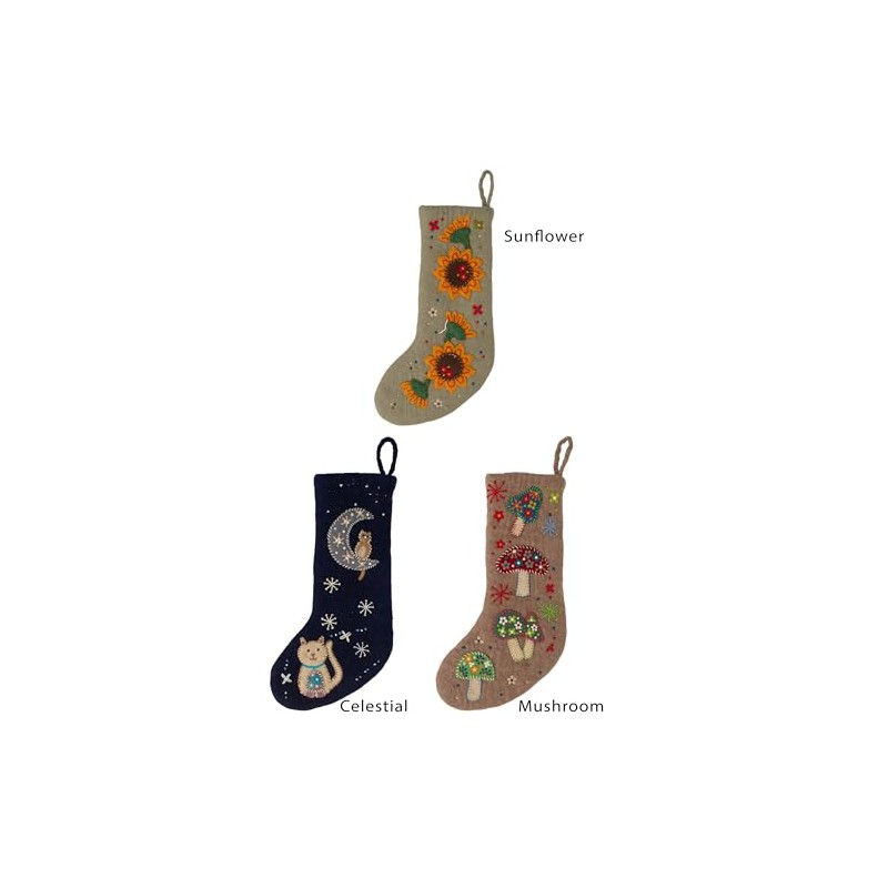 Lakhays Felt Boho Stocking-Mushroom