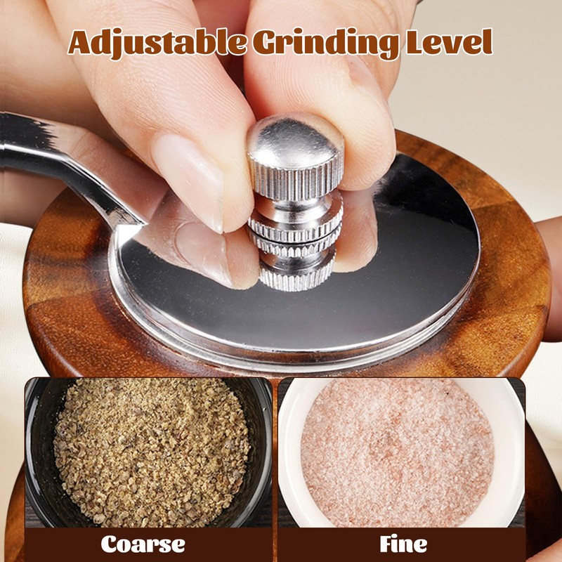 Felenny Manual Wooden Pepper Grinder Hand Crank Salt Mill with